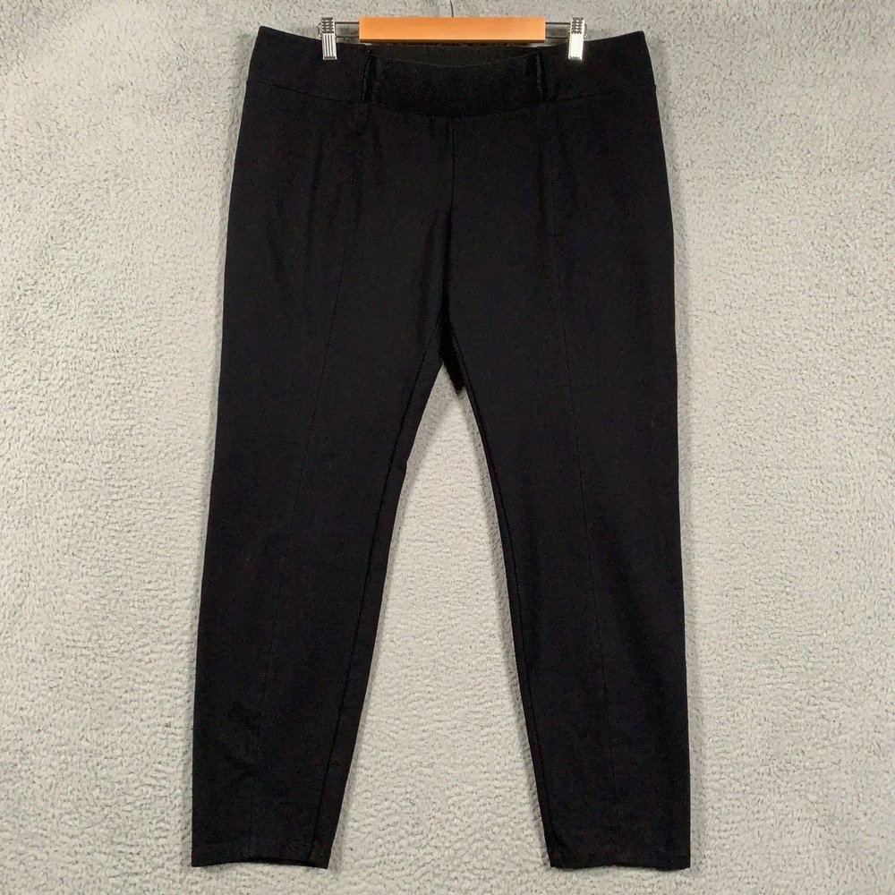 Eileen Fisher System Viscose Jersey Ankle Pants Women XL Black Slim Stretch Pull
